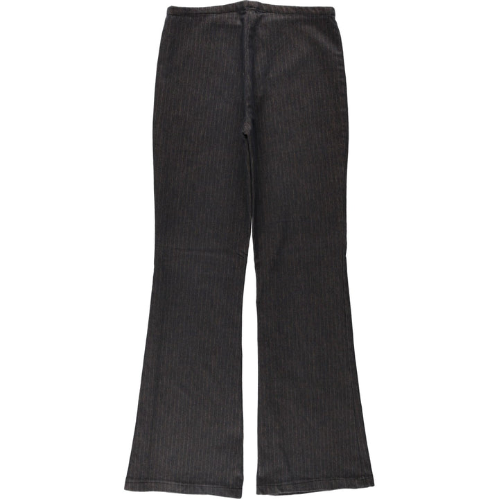 COLLOSEUM Stripe Pattern Cotton Slacks Pants, Flare Pants, Women's Size L (equivalent to W29), Vintage cotton dark chocolate Vintage Second Hand