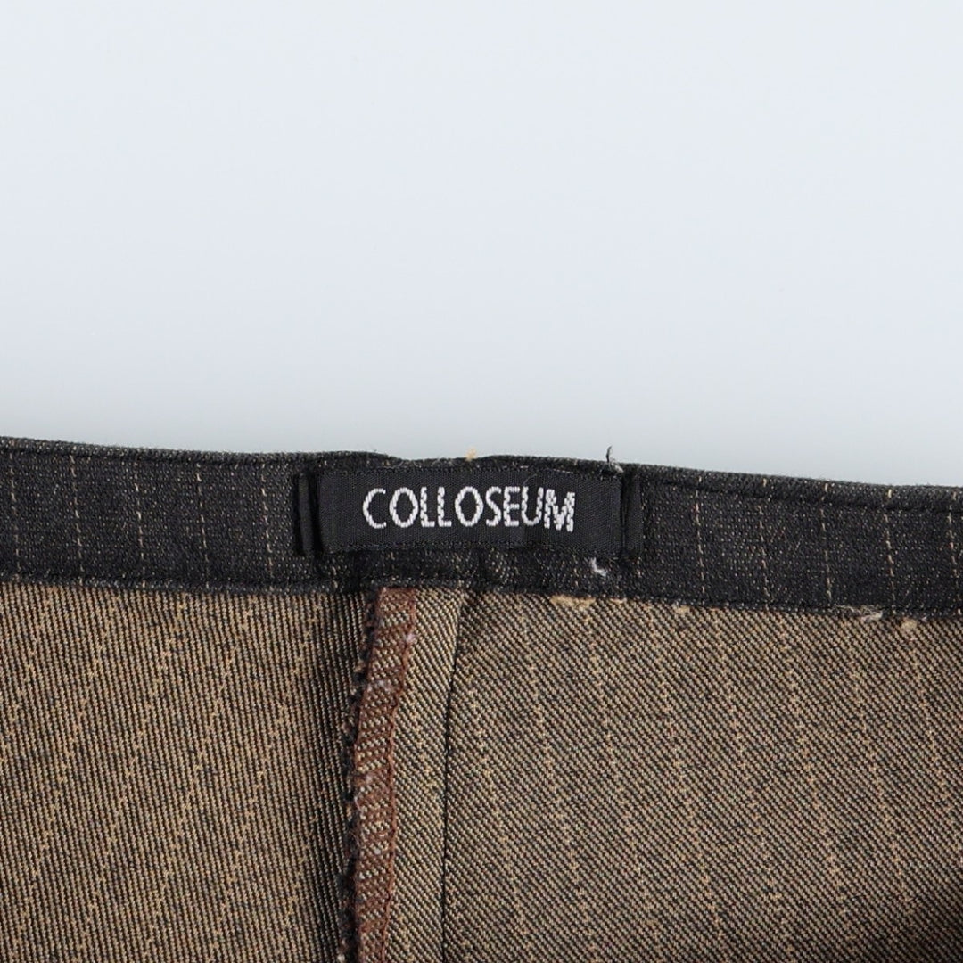 COLLOSEUM Stripe Pattern Cotton Slacks Pants, Flare Pants, Women's Size L (equivalent to W29), Vintage cotton dark chocolate Vintage Second Hand