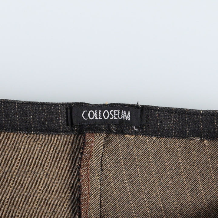 COLLOSEUM Stripe Pattern Cotton Slacks Pants, Flare Pants, Women's Size L (equivalent to W29), Vintage cotton dark chocolate Vintage Second Hand