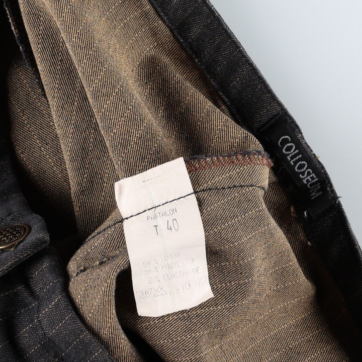COLLOSEUM Stripe Pattern Cotton Slacks Pants, Flare Pants, Women's Size L (equivalent to W29), Vintage cotton dark chocolate Vintage Second Hand