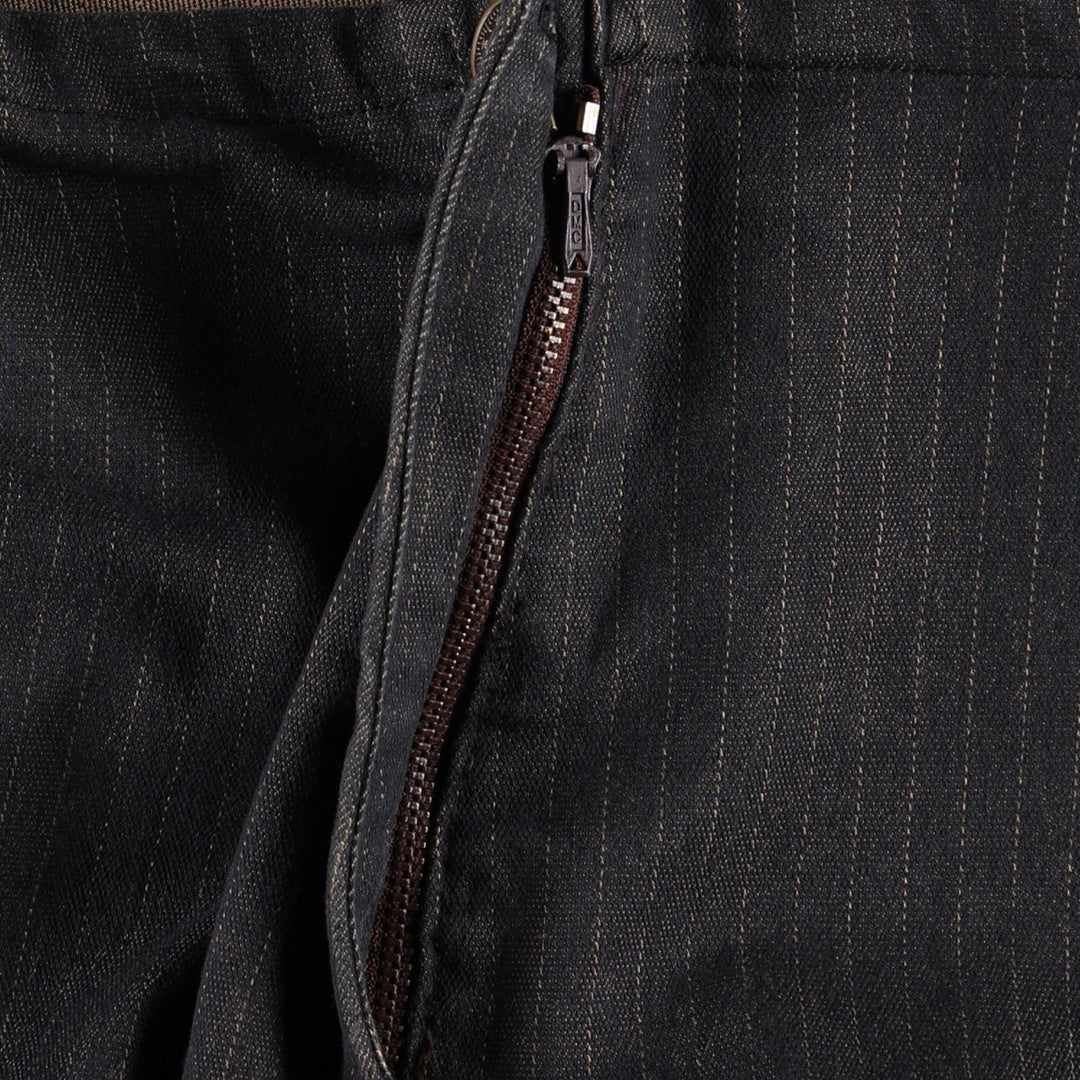 COLLOSEUM Stripe Pattern Cotton Slacks Pants, Flare Pants, Women's Size L (equivalent to W29), Vintage cotton dark chocolate Vintage Second Hand