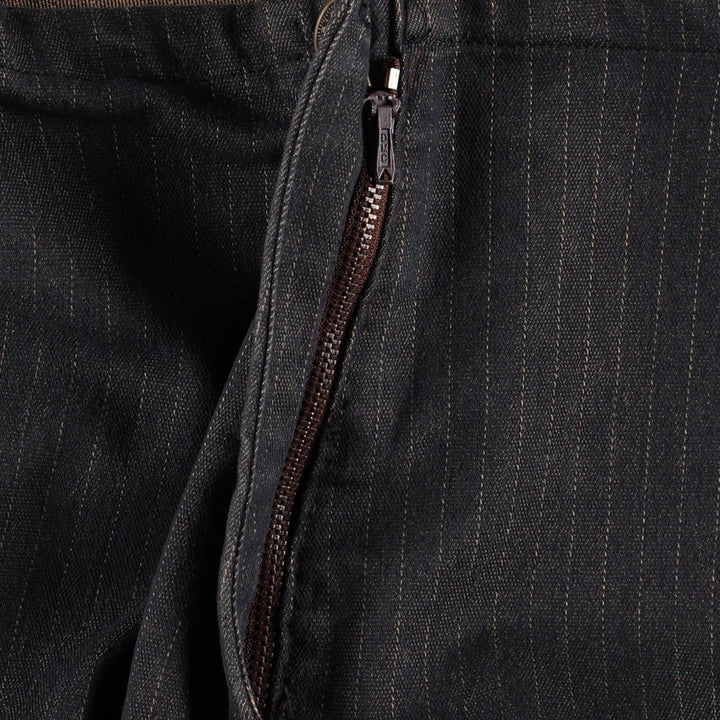 COLLOSEUM Stripe Pattern Cotton Slacks Pants, Flare Pants, Women's Size L (equivalent to W29), Vintage cotton dark chocolate Vintage Second Hand