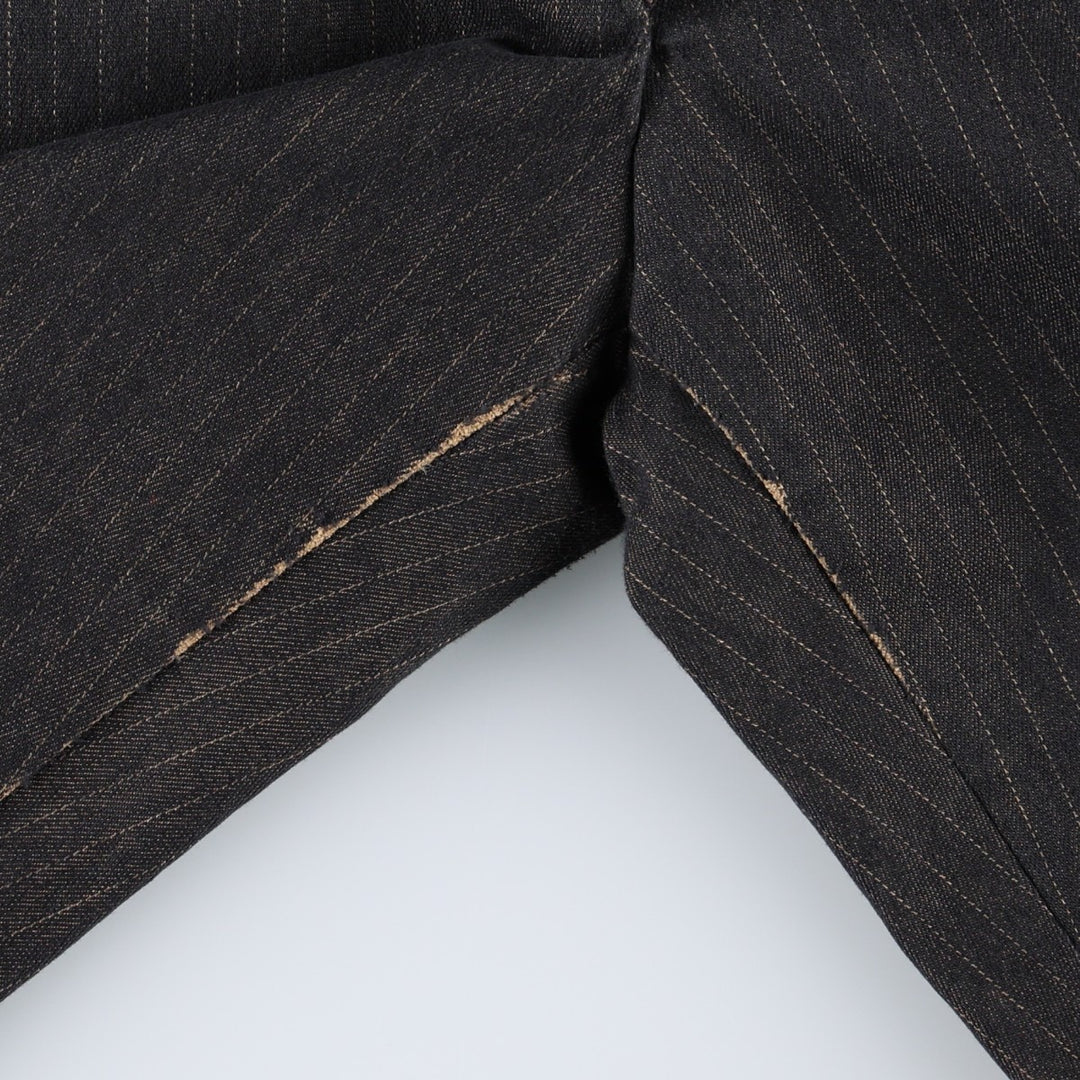 COLLOSEUM Stripe Pattern Cotton Slacks Pants, Flare Pants, Women's Size L (equivalent to W29), Vintage cotton dark chocolate Vintage Second Hand