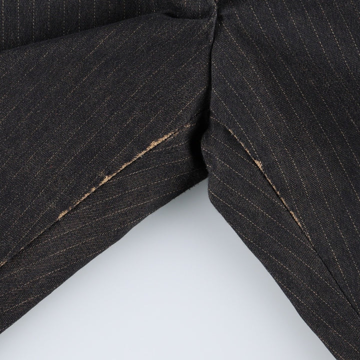 COLLOSEUM Stripe Pattern Cotton Slacks Pants, Flare Pants, Women's Size L (equivalent to W29), Vintage cotton dark chocolate Vintage Second Hand