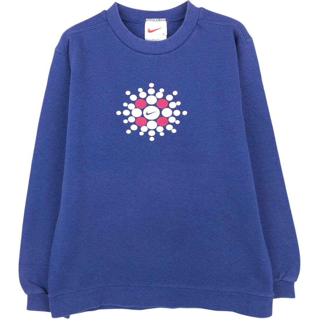 90'S Nike Logo Sweatshirt, Made in USA, Women's Size L (approx.), Vintage cotton blue type Vintage Second Hand