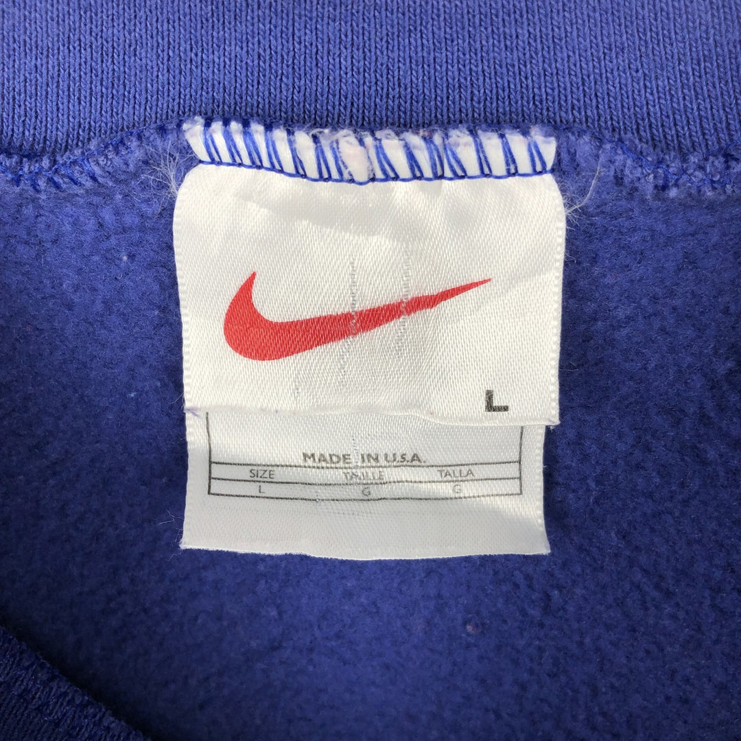 90'S Nike Logo Sweatshirt, Made in USA, Women's Size L (approx.), Vintage cotton blue type Vintage Second Hand