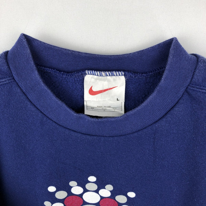 90'S Nike Logo Sweatshirt, Made in USA, Women's Size L (approx.), Vintage cotton blue type Vintage Second Hand