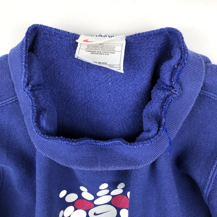 90'S Nike Logo Sweatshirt, Made in USA, Women's Size L (approx.), Vintage cotton blue type Vintage Second Hand