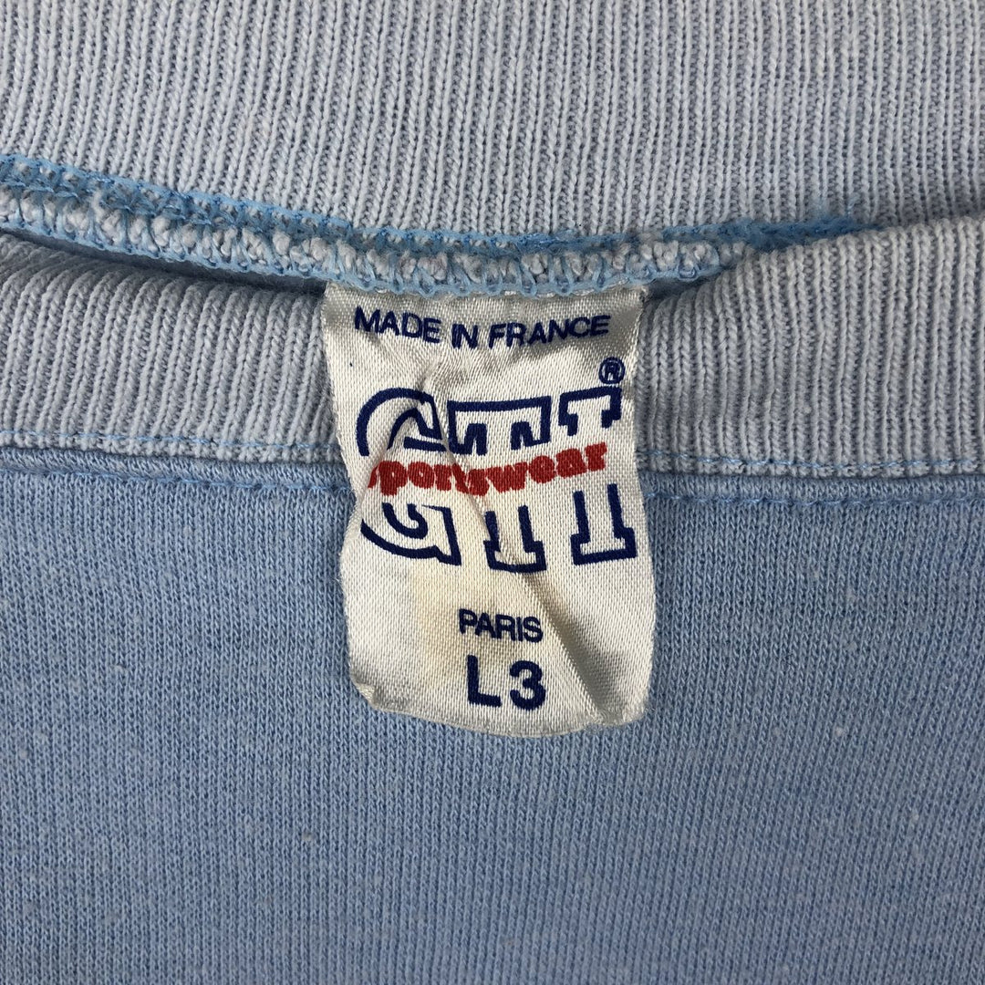 80'S GTI Sportswear Printed Sweatshirt, Made in France, Women's Size L (approx.), Vintage cotton Blue type light blue Vintage Second Hand