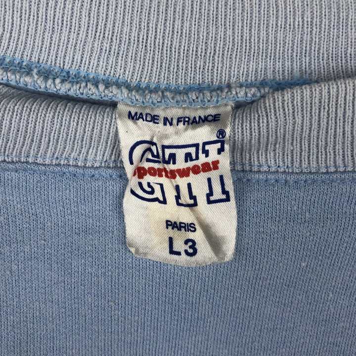 80'S GTI Sportswear Printed Sweatshirt, Made in France, Women's Size L (approx.), Vintage cotton Blue type light blue Vintage Second Hand