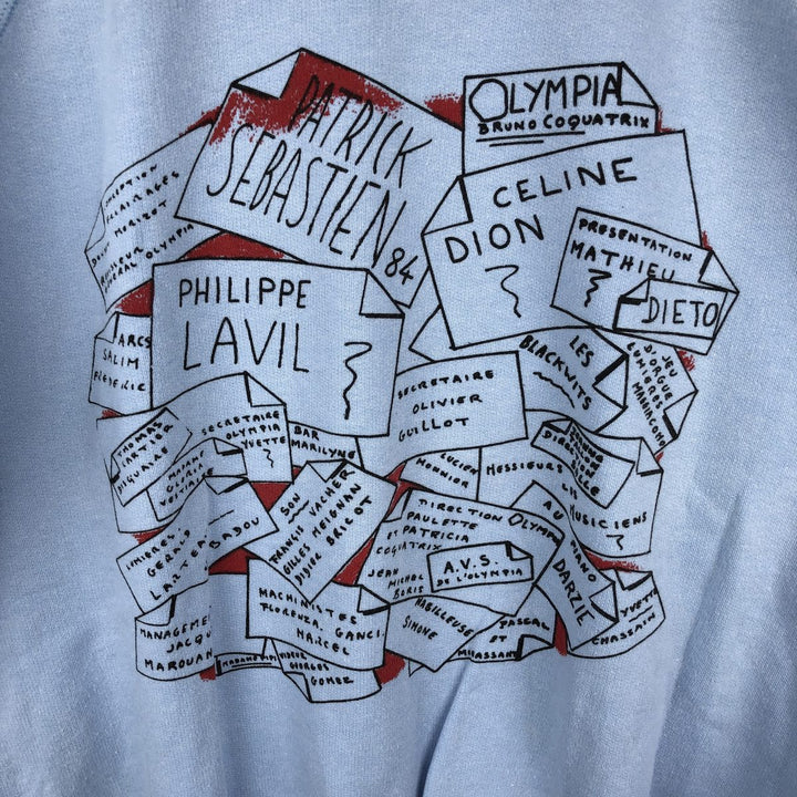 80'S GTI Sportswear Printed Sweatshirt, Made in France, Women's Size L (approx.), Vintage cotton Blue type light blue Vintage Second Hand
