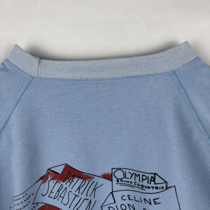 80'S GTI Sportswear Printed Sweatshirt, Made in France, Women's Size L (approx.), Vintage cotton Blue type light blue Vintage Second Hand