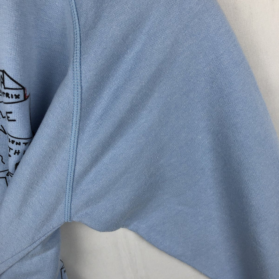 80'S GTI Sportswear Printed Sweatshirt, Made in France, Women's Size L (approx.), Vintage cotton Blue type light blue Vintage Second Hand