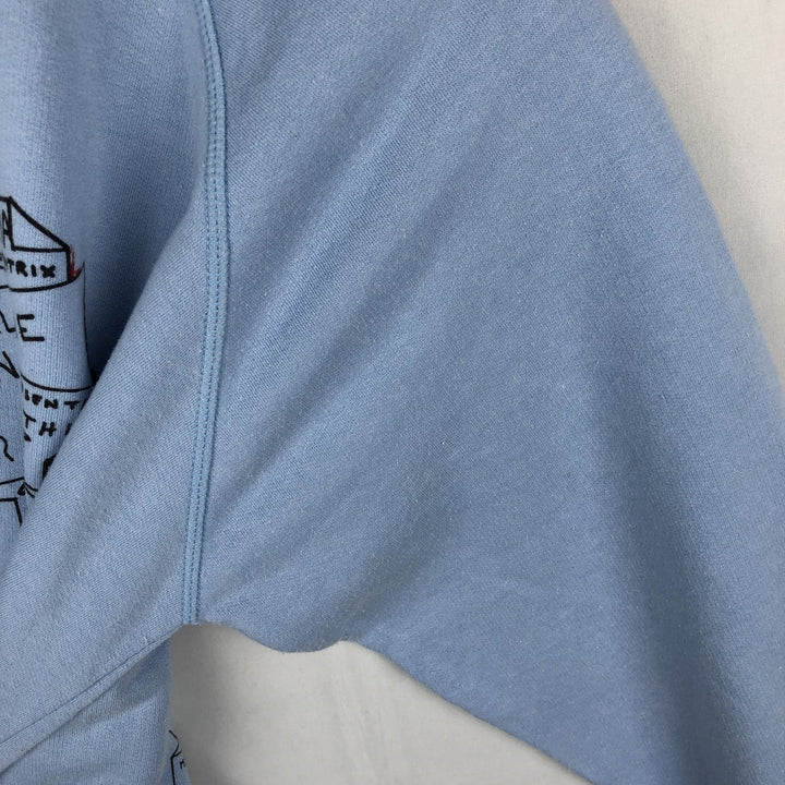 80'S GTI Sportswear Printed Sweatshirt, Made in France, Women's Size L (approx.), Vintage cotton Blue type light blue Vintage Second Hand