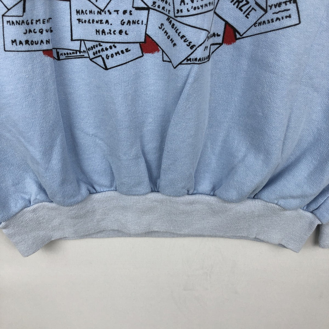 80'S GTI Sportswear Printed Sweatshirt, Made in France, Women's Size L (approx.), Vintage cotton Blue type light blue Vintage Second Hand