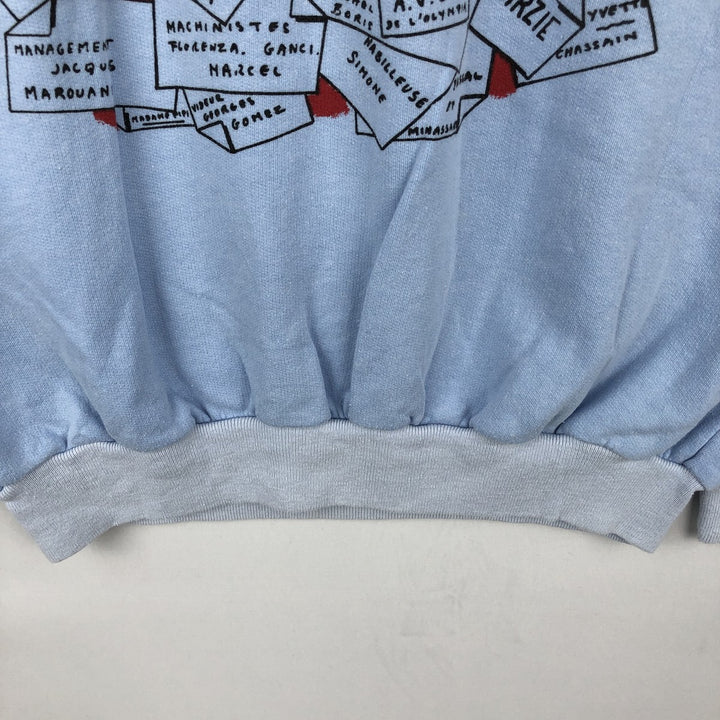80'S GTI Sportswear Printed Sweatshirt, Made in France, Women's Size L (approx.), Vintage cotton Blue type light blue Vintage Second Hand