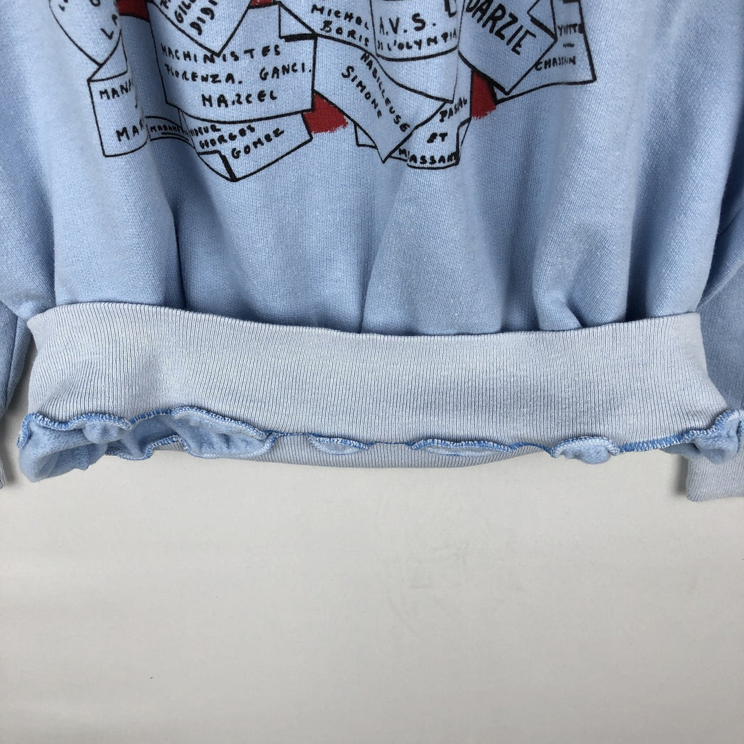 80'S GTI Sportswear Printed Sweatshirt, Made in France, Women's Size L (approx.), Vintage cotton Blue type light blue Vintage Second Hand