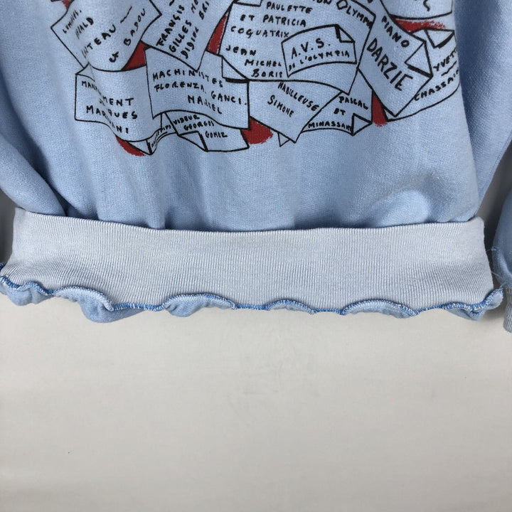 80'S GTI Sportswear Printed Sweatshirt, Made in France, Women's Size L (approx.), Vintage cotton Blue type light blue Vintage Second Hand
