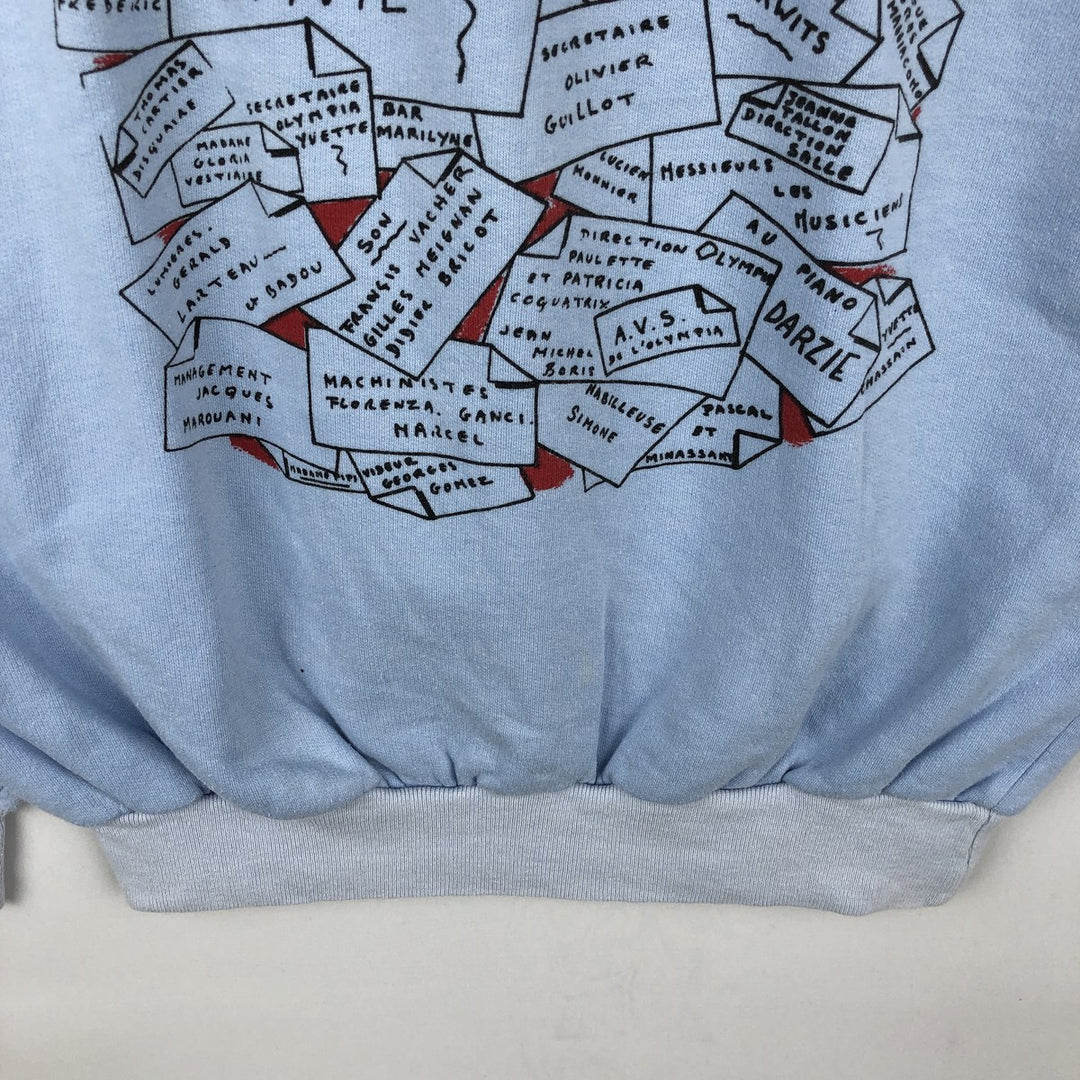 80'S GTI Sportswear Printed Sweatshirt, Made in France, Women's Size L (approx.), Vintage cotton Blue type light blue Vintage Second Hand
