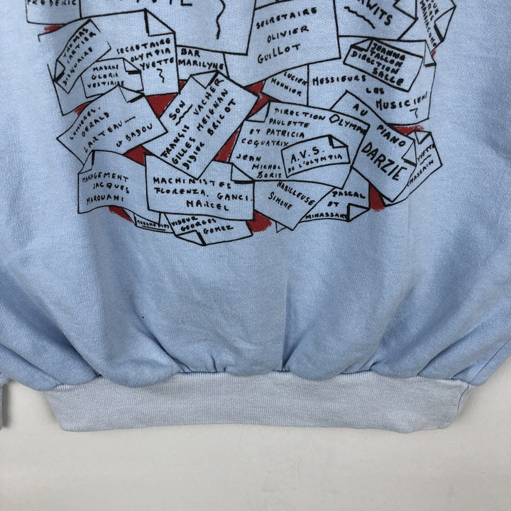 80'S GTI Sportswear Printed Sweatshirt, Made in France, Women's Size L (approx.), Vintage cotton Blue type light blue Vintage Second Hand