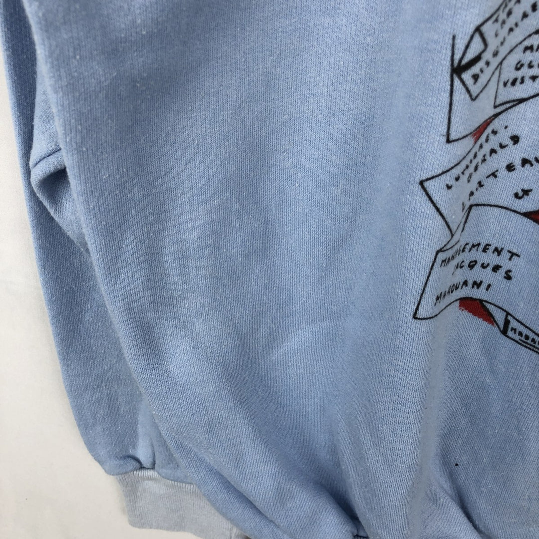 80'S GTI Sportswear Printed Sweatshirt, Made in France, Women's Size L (approx.), Vintage cotton Blue type light blue Vintage Second Hand