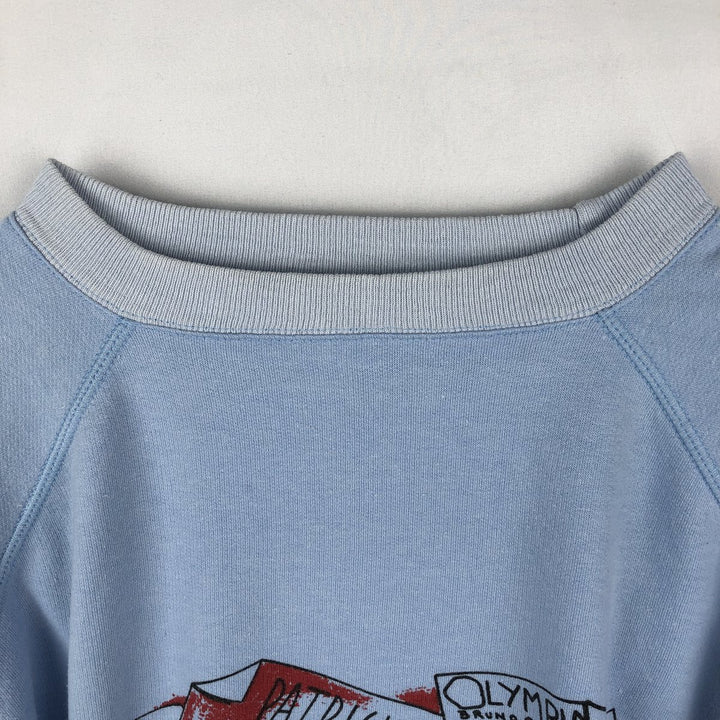 80'S GTI Sportswear Printed Sweatshirt, Made in France, Women's Size L (approx.), Vintage cotton Blue type light blue Vintage Second Hand