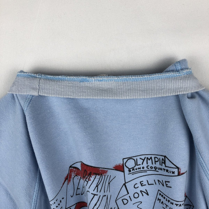 80'S GTI Sportswear Printed Sweatshirt, Made in France, Women's Size L (approx.), Vintage cotton Blue type light blue Vintage Second Hand