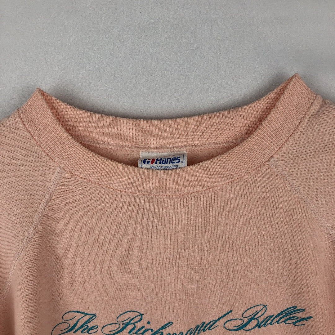 Vintage 1980'S Hanes blue tag print sweatshirt, made in the USA, size L, men's cotton coral Vintage Second Hand