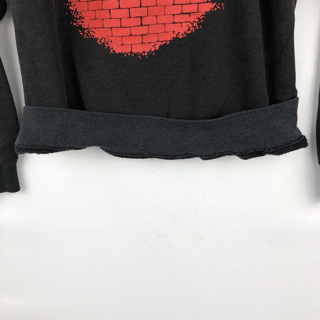 Printed sweatshirt, women's size L (approx.) unclear black type Vintage Second Hand