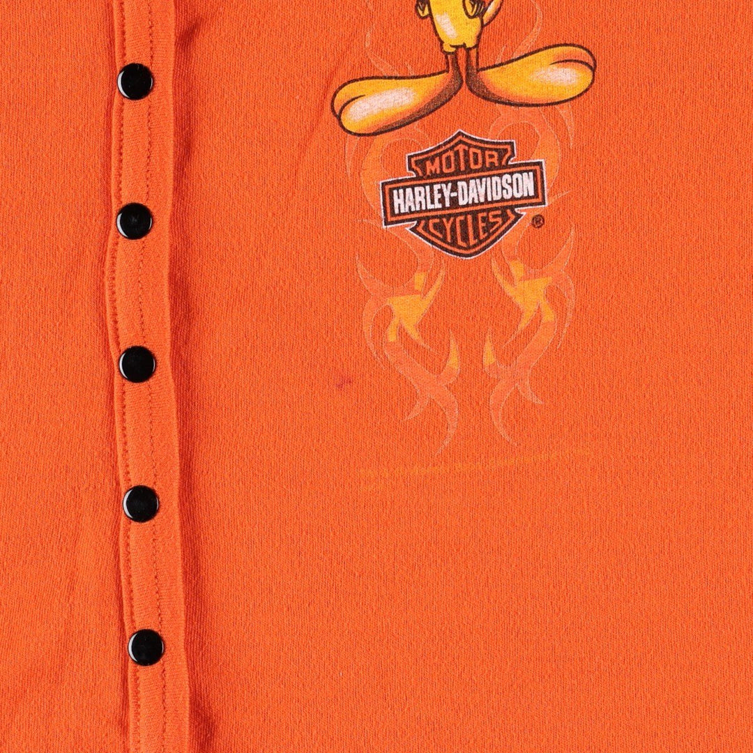 Harley-Davidson Looney Tunes Tweety 3/4 Sleeve Tribal Cardigan, Made in USA, Women's Size L (approx.) cotton orange type Vintage Second Hand