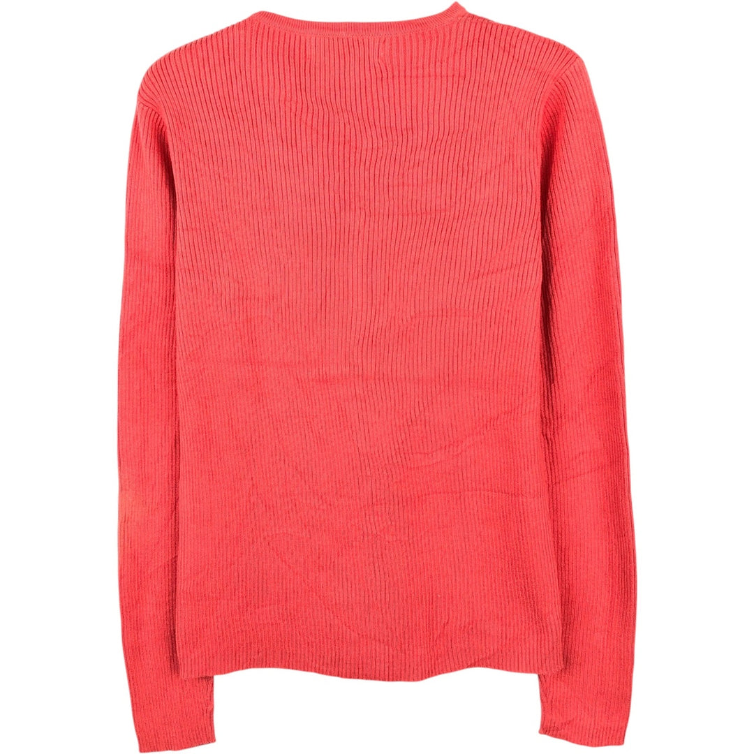 PETITE SOPHISTICATE Rib-knit Cotton Cardigan, Made in England, Women's Size M (approx.) cotton coral Vintage Second Hand