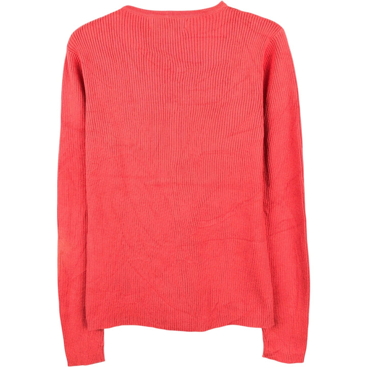 PETITE SOPHISTICATE Rib-knit Cotton Cardigan, Made in England, Women's Size M (approx.) cotton coral Vintage Second Hand