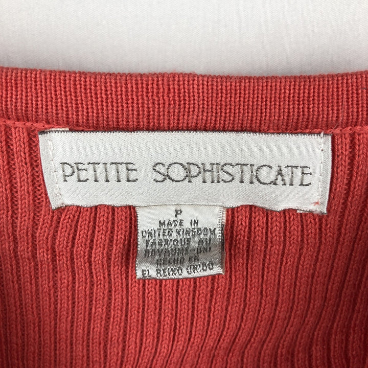 PETITE SOPHISTICATE Rib-knit Cotton Cardigan, Made in England, Women's Size M (approx.) cotton coral Vintage Second Hand