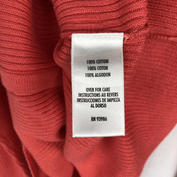 PETITE SOPHISTICATE Rib-knit Cotton Cardigan, Made in England, Women's Size M (approx.) cotton coral Vintage Second Hand