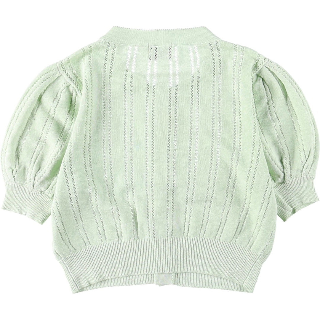 My girl cropped short-sleeved summer cardigan, women's size M equivalent. linen Mint green Vintage Second Hand
