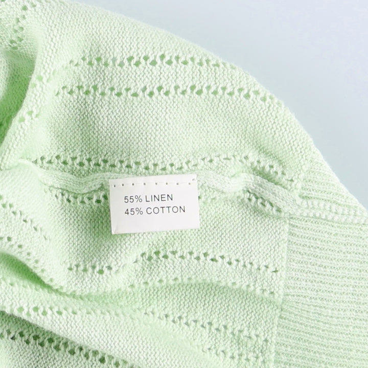 My girl cropped short-sleeved summer cardigan, women's size M equivalent. linen Mint green Vintage Second Hand