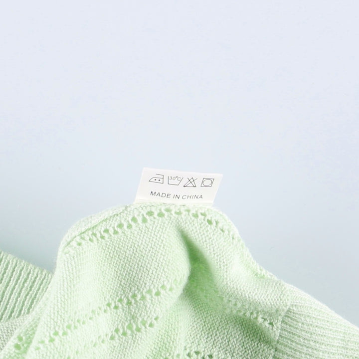My girl cropped short-sleeved summer cardigan, women's size M equivalent. linen Mint green Vintage Second Hand