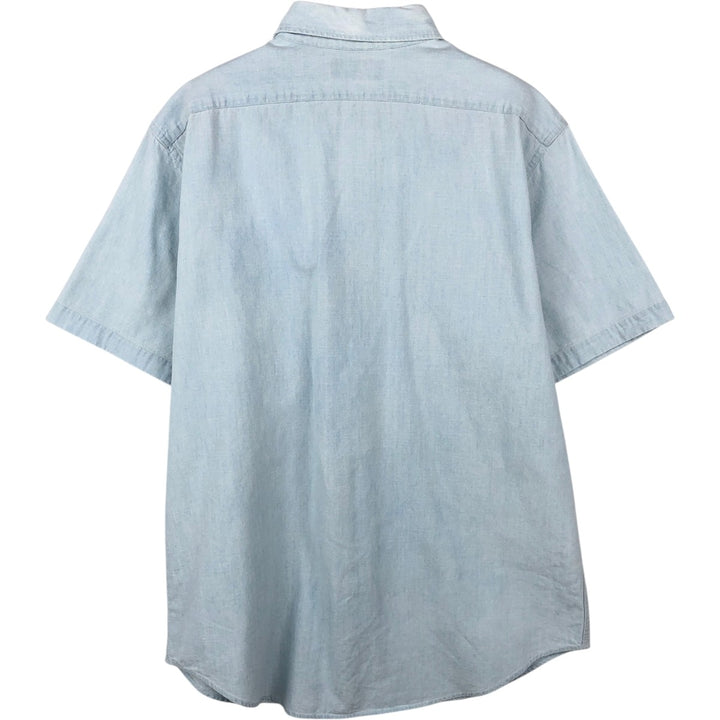 Ralph Lauren POLO by Ralph Lauren Short-Sleeve Cotton Shirt, Men's Size L (approx.) cotton Blue type light blue Vintage Second Hand