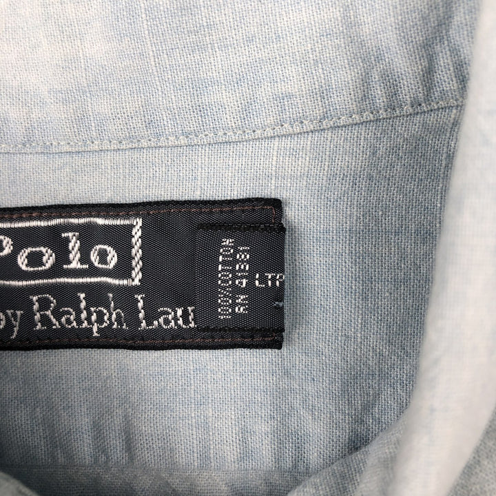 Ralph Lauren POLO by Ralph Lauren Short-Sleeve Cotton Shirt, Men's Size L (approx.) cotton Blue type light blue Vintage Second Hand