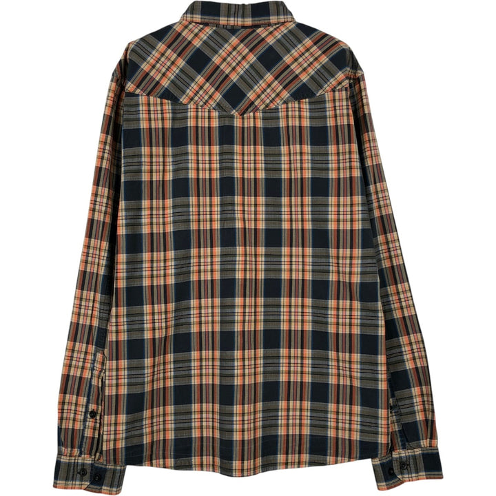 Patagonia ORGANIC COTTON 52251FA12 Check Pattern Long Sleeve Western Shirt (Men's Size M) Organic cotton navy blue type Vintage Second Hand