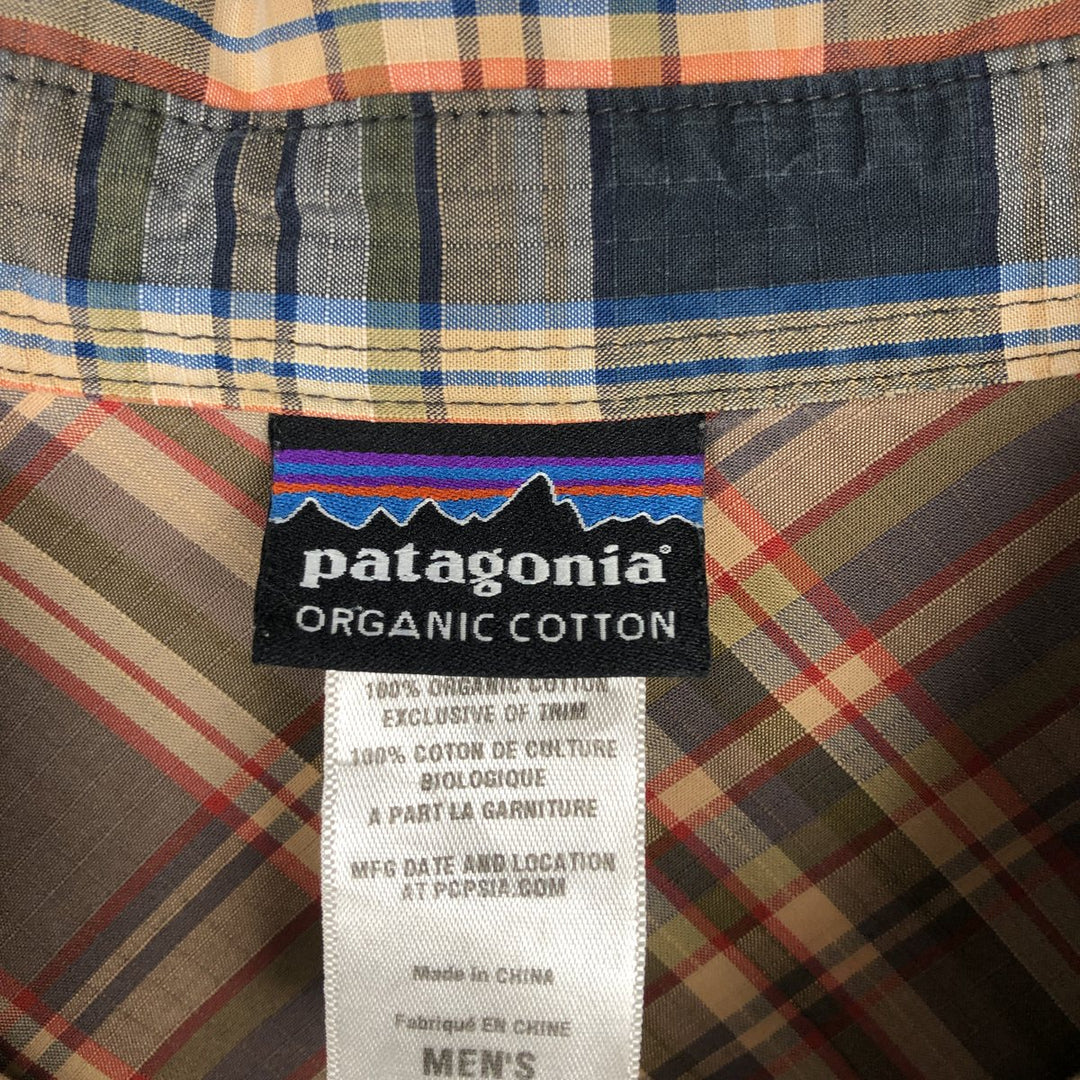 Patagonia ORGANIC COTTON 52251FA12 Check Pattern Long Sleeve Western Shirt (Men's Size M) Organic cotton navy blue type Vintage Second Hand