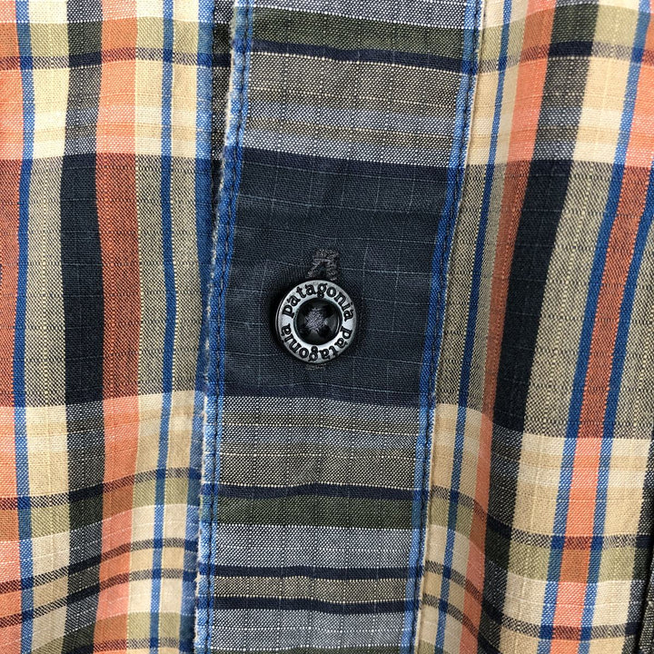Patagonia ORGANIC COTTON 52251FA12 Check Pattern Long Sleeve Western Shirt (Men's Size M) Organic cotton navy blue type Vintage Second Hand