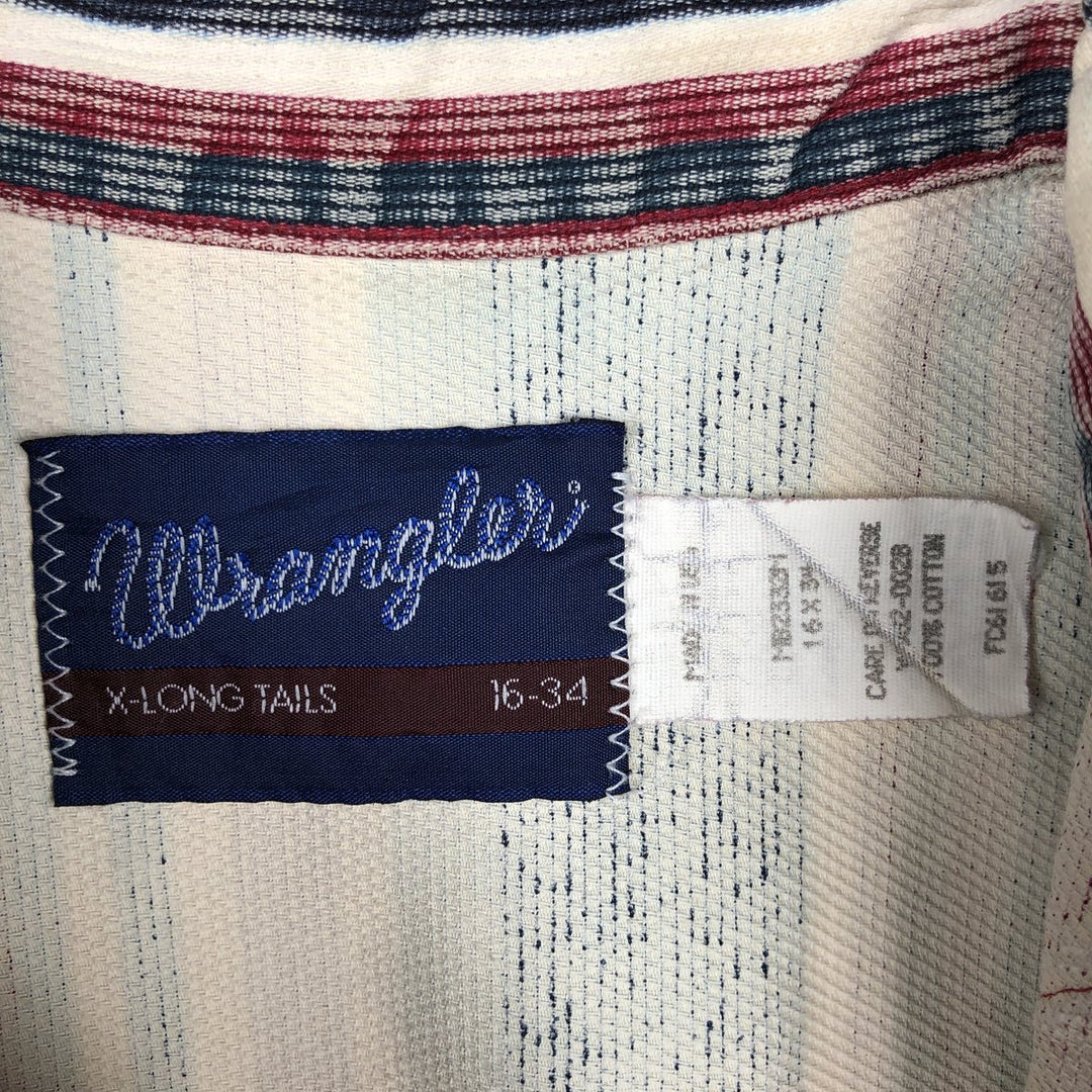 80s-90'S Wrangler Multi-Stripe Long-Sleeve Western Shirt, Made in USA, Men's Size L (approx.) cotton navy blue type Vintage Second Hand