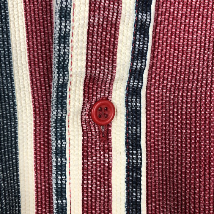 80s-90'S Wrangler Multi-Stripe Long-Sleeve Western Shirt, Made in USA, Men's Size L (approx.) cotton navy blue type Vintage Second Hand