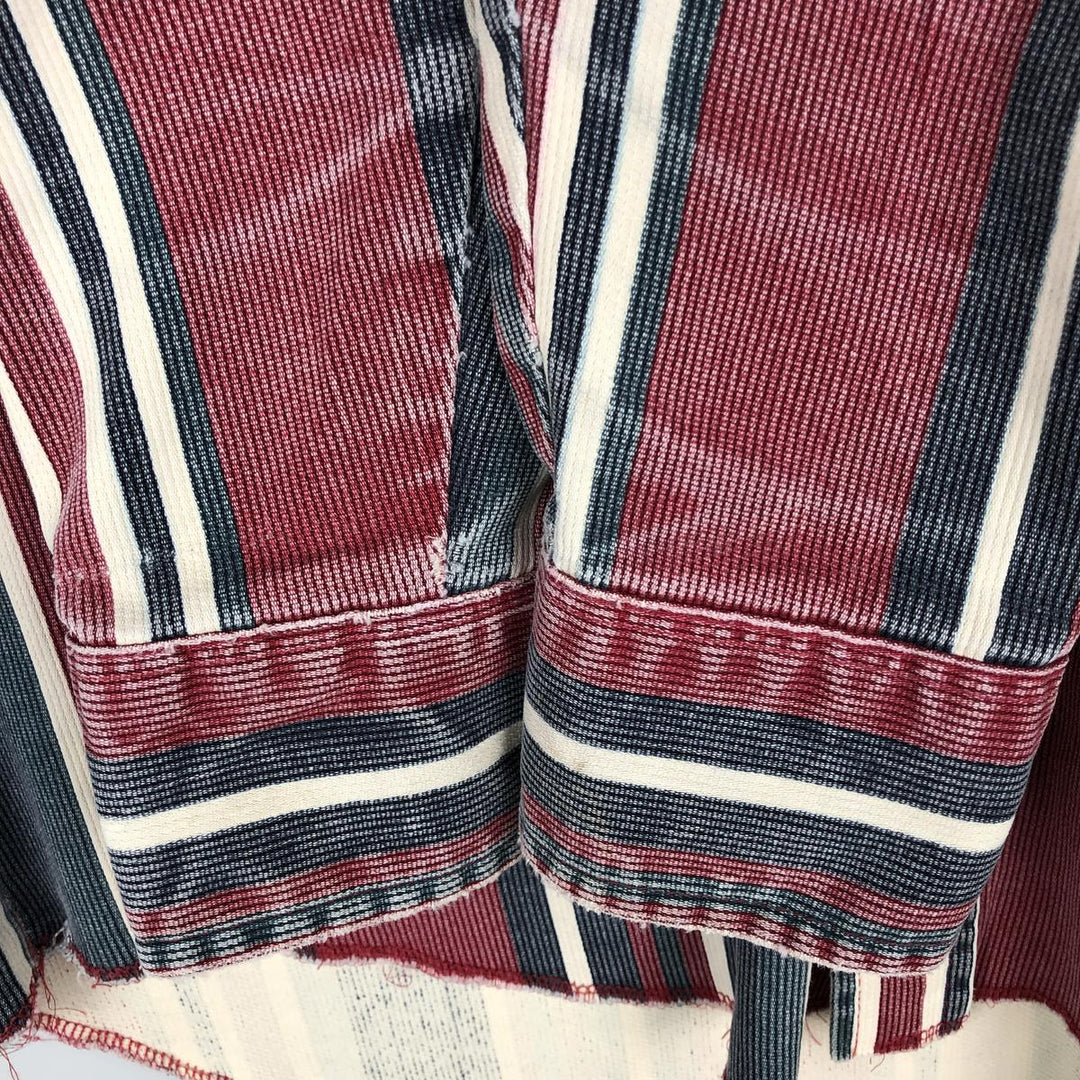 80s-90'S Wrangler Multi-Stripe Long-Sleeve Western Shirt, Made in USA, Men's Size L (approx.) cotton navy blue type Vintage Second Hand