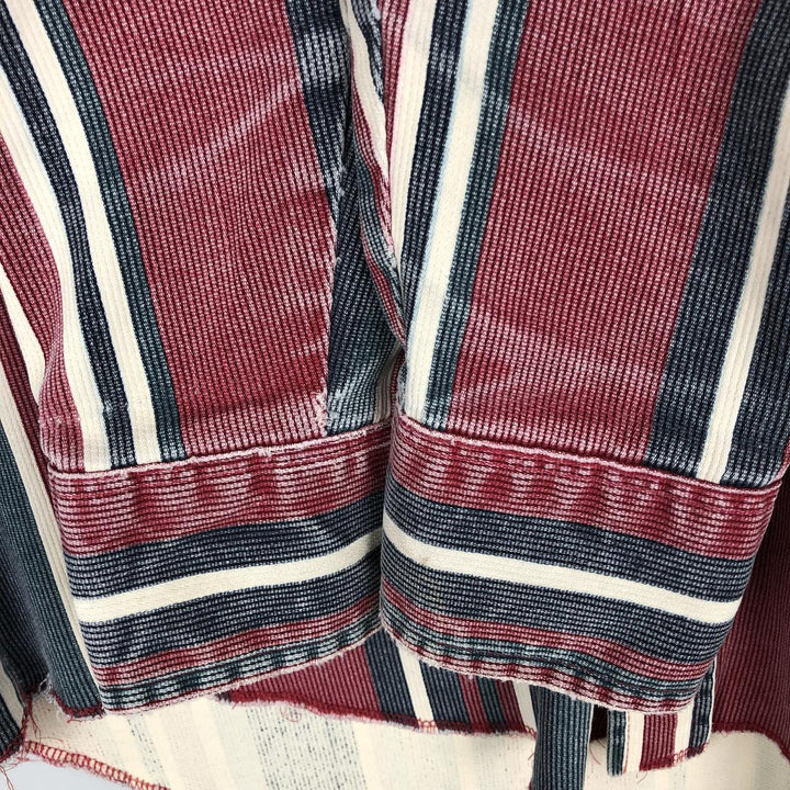80s-90'S Wrangler Multi-Stripe Long-Sleeve Western Shirt, Made in USA, Men's Size L (approx.) cotton navy blue type Vintage Second Hand