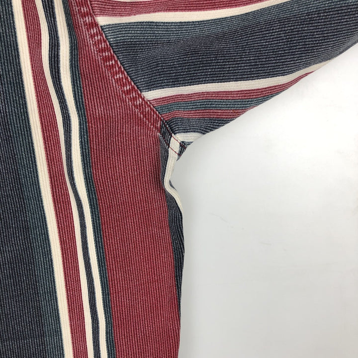 80s-90'S Wrangler Multi-Stripe Long-Sleeve Western Shirt, Made in USA, Men's Size L (approx.) cotton navy blue type Vintage Second Hand