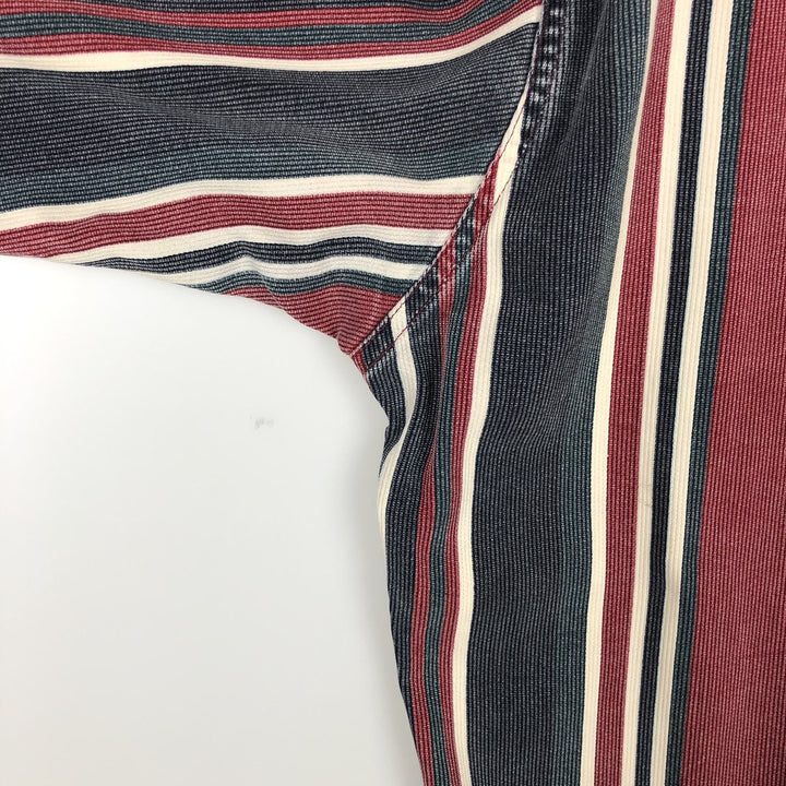 80s-90'S Wrangler Multi-Stripe Long-Sleeve Western Shirt, Made in USA, Men's Size L (approx.) cotton navy blue type Vintage Second Hand