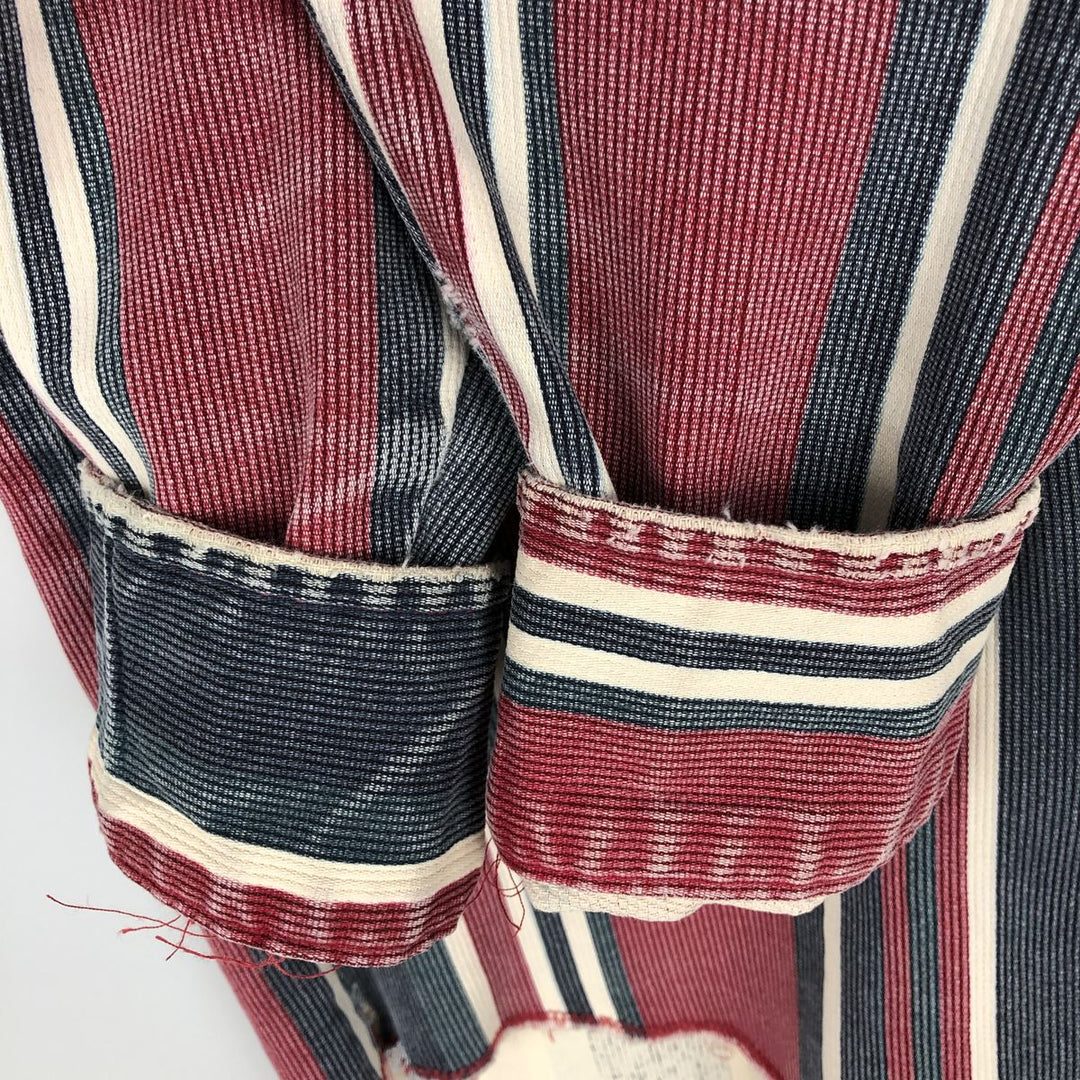 80s-90'S Wrangler Multi-Stripe Long-Sleeve Western Shirt, Made in USA, Men's Size L (approx.) cotton navy blue type Vintage Second Hand
