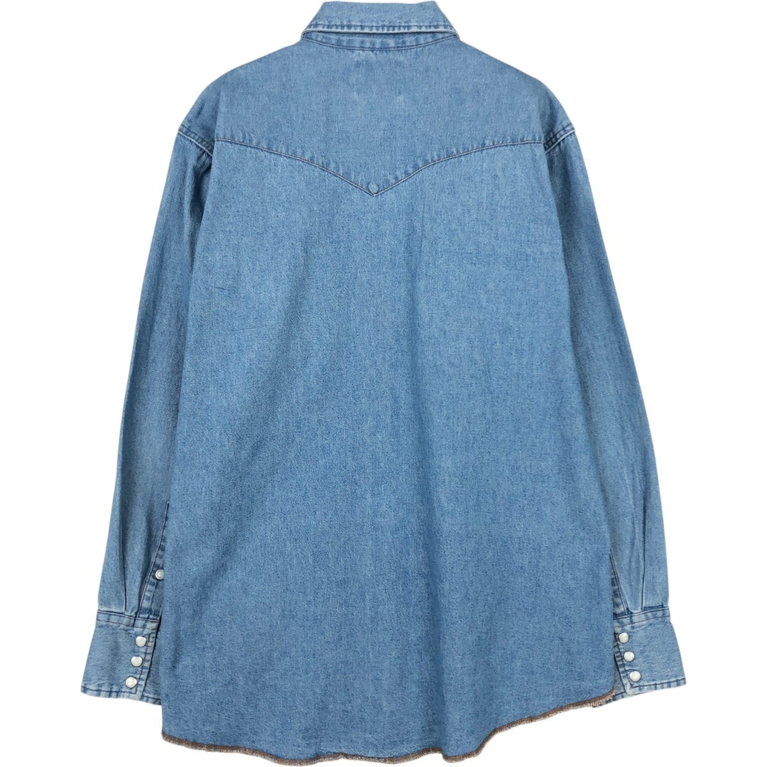 Wrangler Long Sleeve Denim Western Shirt, Men's Size L unclear blue type Vintage Second Hand